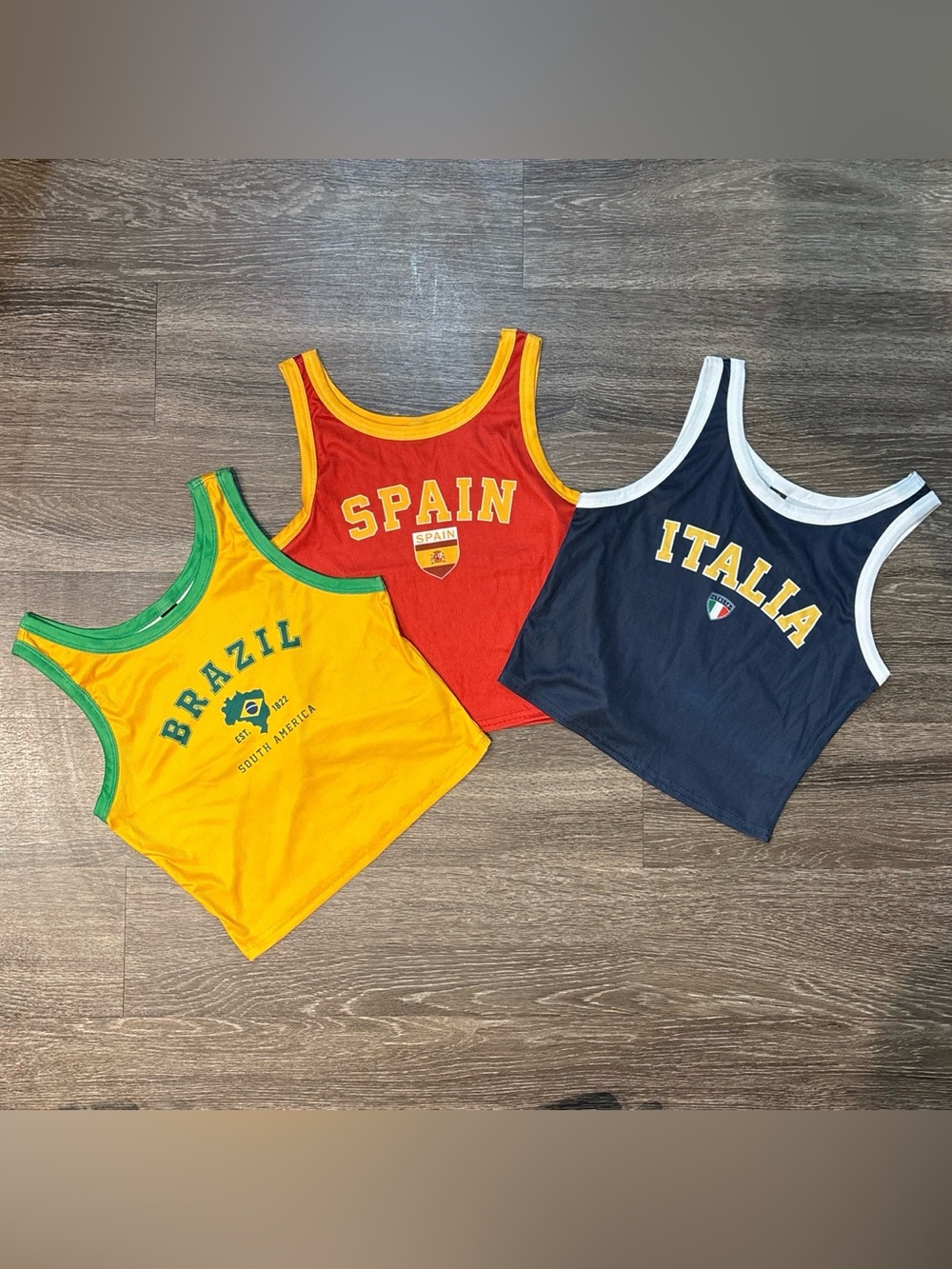 World Cup Cropped Tank Top - National Team Brazil Spain Italy